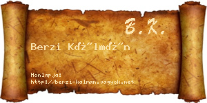 Berzi Kálmán névjegykártya
